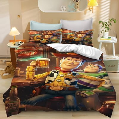 Nieuw Ontwerp Toy Story Beddengoed Sets Buzz Lightyear Woody Dekbedovertrek Beddengoed Dekbedovertrek Kussensloop 2-3 Delige Sets US Full 203x228cm
