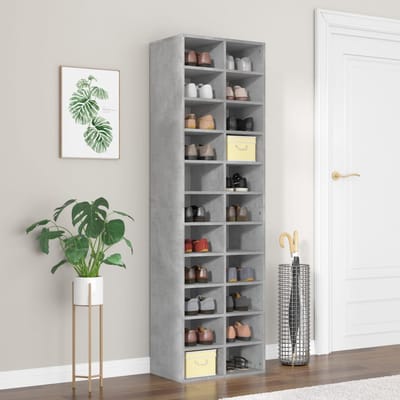 vidaXL - Schoenenkast - 54x34x183 - cm - bewerkt - hout - betongrijs