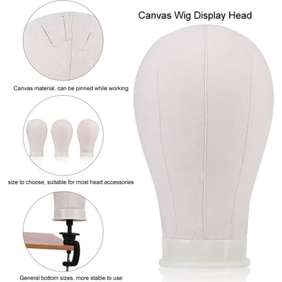 Tête de Toile 23 pouces Modèle de Perruque Fabrication Tête de Mannequin Chapeau Chapeau Affichage Mannequin Modèle 22 inches white