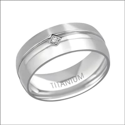 Aramat Jewels | Ringen | Zilverkleurige Titanium Ring met Zirkonia - 8 Mm Breed, | | | |10mm | Titanium | Volwassenen | Verkleurd niet