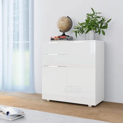 Dressoir hoogglans - Kast lades deuren - Praktische opbergruimte - Hoogglanzend oppervlak - 71 x 35 x 80 cm - Wit