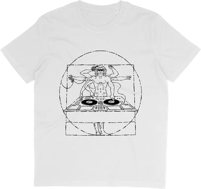 T Shirt DJ Muziek - Grafische Print - Wit - Maat S
