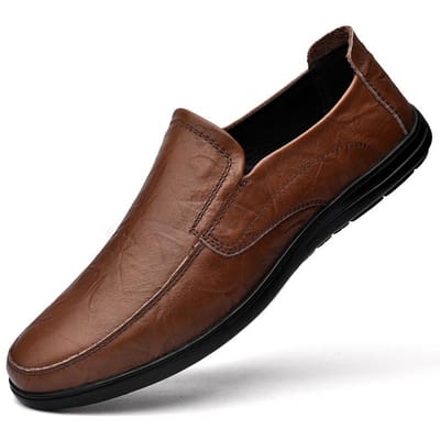 Lente en Zomer Nieuwe Heren Casual Leren Schoenen Echt Leer Mode Alles-Passend Zakelijk Britse Stijl Zachte Zool Leren Schoenen 44 bruin