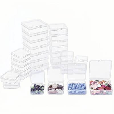 Dailygoody - Mini Plastic Opbergdozen - 32 Stuks - Compact en Praktisch - Wit - Voor Creatieve Projecten - Ideaal voor Kleine Voorwerpen - Handig in G.