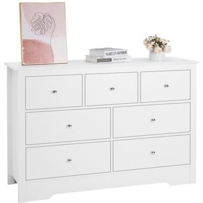 VEVOR ladekast met 7 lades en kantelbeveiliging, minimalistische moderne ladekast (400 x 1199 x 813 mm) organizer ladekast voor woonkamer slaapkamer entree hal (wit)