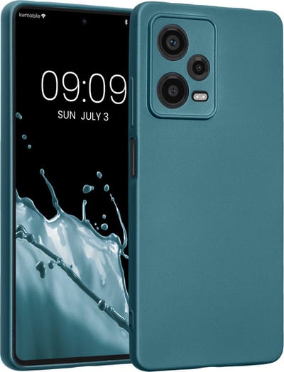 kwmobile metallic telefoonhoesje van TPU - geschikt voor Xiaomi Redmi Note 12 Pro 5G - Flexible case voor smartphone - In Metallic carabisch blauw