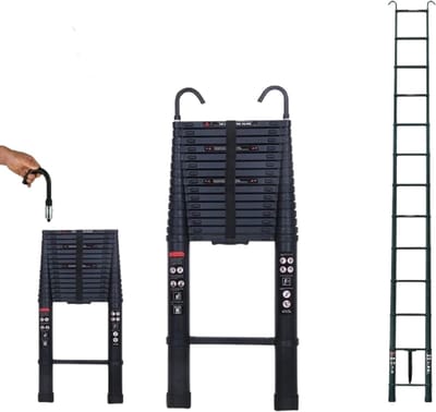 Velori Telescopische Ladder 6,2m - Uitschuifbare Ladder - Aluminium Dakladder met Haken - Opvouwbare Verlengladder - EN131 Veiligheidsladder 150kg - 15 Treden