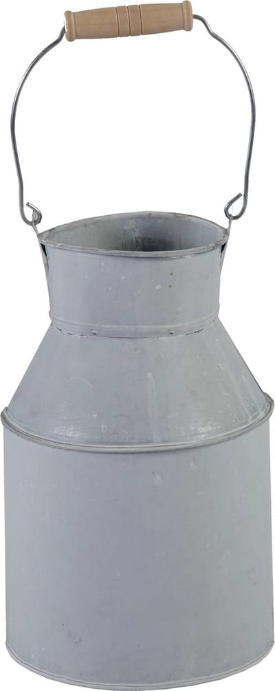 Mega Collections Melkbus plantenpot/bloempot - zink - lichtgrijs - D13 x H20 cm