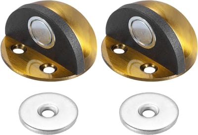 No Drilling Magnet Door Stop - 2 Pcs Domed Floor Mount - Zelfklevende Wandbeschermer - Deurhouder voor Thuis Kantoor Slaapkamer - Geel Brons