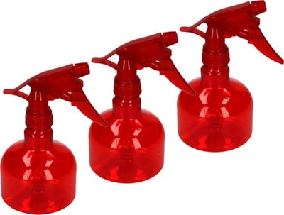 Plasticforte Waterverstuiver - plantenspuit - 3x - 330 ml - rood - schoonmaakspuiten