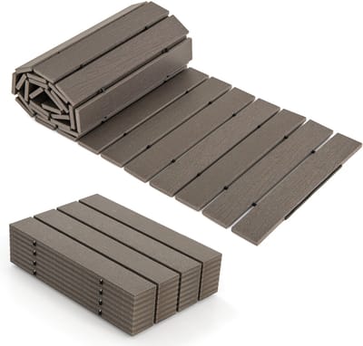 COSTWAY Rollpad van HDPE, 242 cm, breedte 43 cm, weerbestendig, uitrolbaar tuinpad voor bruiloft, feest, tuin, grijs