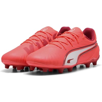 Puma Voetbalschoenen voor kinderen, model King Match, voor harde ondergrond (Rood, Wit)