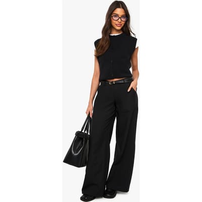 boohoo Dames Low Rise Wide Leg Trousers | Zwart | Maat: 40