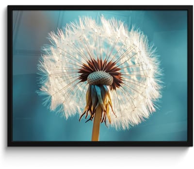 Poster in lijst - Fotolijst 70x50 cm - Posters - Paardenbloem - Natuur - Bloemen - Blauw - Posterlijst zwart - Decoratie - Wanddecoratie woonkamer - Muurdecoratie slaapkamer