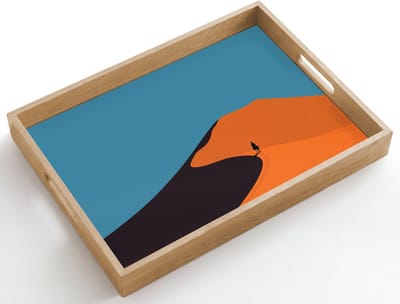 Dienblad hout 50x35 cm - Schootdienblad - Feloranje duinen - Schaduw - Lege hemel - Borrelplank rechthoek - Plateau dienbladen