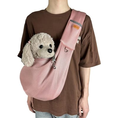 Mesh Polyester Ademende Hondentas Huisdier Crossbody Schoudertas Outdoor Reizen Draagbare Kat Puppy Slingtas Tote Draagbenodigdheden roze