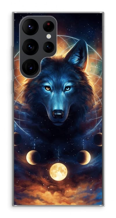 Case Company® - Hoesje geschikt voor Samsung Galaxy S22 Ultra hoesje - Wolf Dreamcatcher - Soft Cover Telefoonhoesje - Bescherming aan alle Kanten en Schermrand