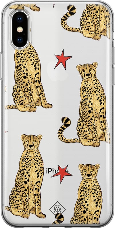 Casimoda® hoesje - Geschikt voor iPhone Xs - Stay Wild - Siliconen/TPU telefoonhoesje - Backcover - Transparant - Bruin/beige