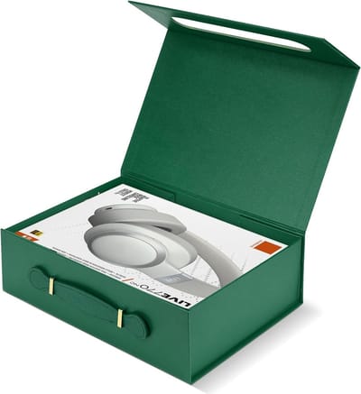 Snelle Montage Magnetische Cadeaubox, Medium Harde Verpakking met Gescheurd Papier, Geschikt voor Over-Ear Hoofdtelefoons - Perfect voor Cadeaus en Verpakkingen in Groen
