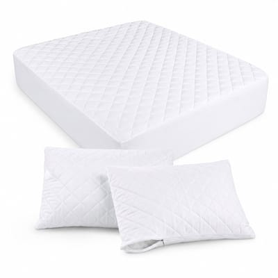 Decoware Complete Beschermset – Matrasbeschermer 140x200 cm + 2 Kussenbeschermers 60x70 cm - Ademend & Vochtabsorberend - Molton Hoeslaken - Rondom Elastiek - Wit
