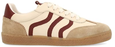 No Stress - Dames - Beige sneakers met burgundy details - Maat 37