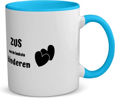 Akyol - zus van de leukste kinderen koffiemok - theemok - blauw - Zus - de leukste zus - verjaardag - cadeautje voor zus - kado - geschenk - 350 ML inhoud