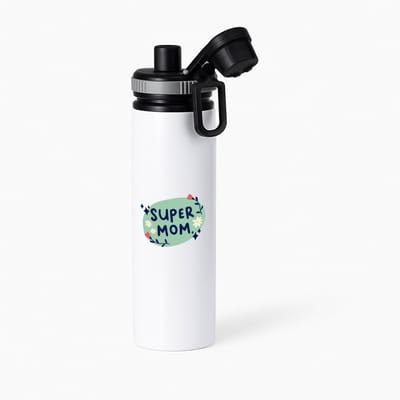Hacebo® - super mom waterfles met draaidop grijs - Moeder - mama - Moederdag - cadeau - verjaardag - kado - water fles - 850ML