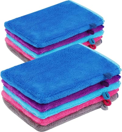 Set van 10 Herbruikbare Microvezel Was Mitts voor Lichaam en Gezicht, Zachte Badhanddoeken, Ideaal voor Makeup Verwijderen en Spa Gebruik, 15 x 21 cm, Verkrijgbaar in 5 Kleuren