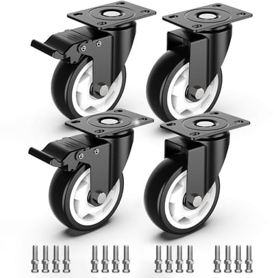 100 mm Zwenkwielen met Veiligheidsrem - Set van 4 Zware Meubelwielen voor een Draagvermogen van 600 kg