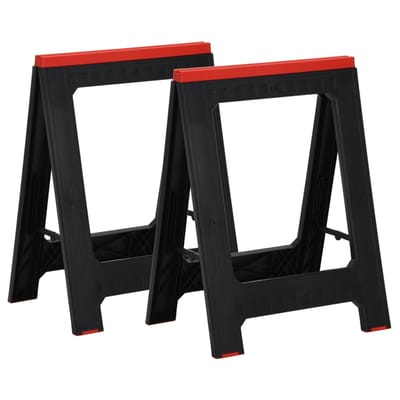 vidaXL - Schragen - 2 - st - inklapbaar - 350 - kg - polypropeen - zwart - en - rood