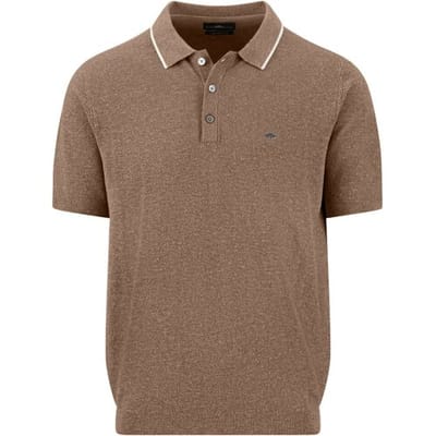Fynch-Hatton Polo Subtle Faux-Uni Structure Cotton Linnen Elephant Grey / male