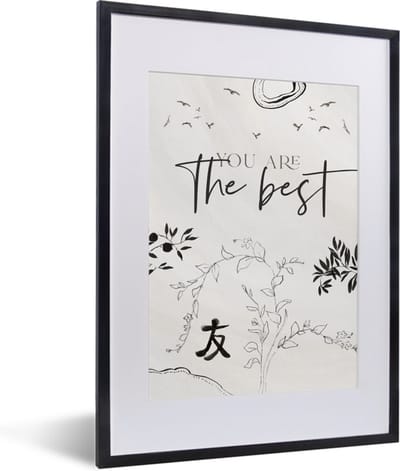 Fotolijst incl. Poster - Best friends - Vrienden - Quotes - Spreuken - You are the best - 30x40 cm - Posterlijst