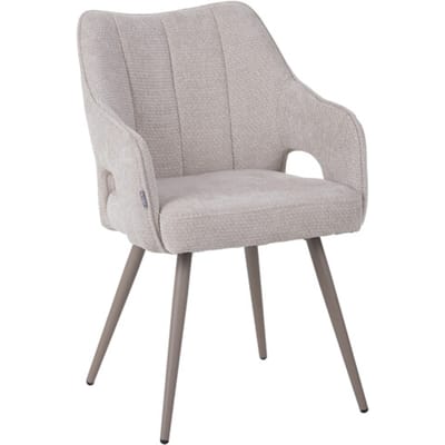 LABEL51 Stan Eetkamerstoel - Naturel - Velvet - Taupe Metaal - Stoel - Normale eetkamerstoel