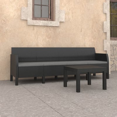vidaXL - 2-delige - Loungeset - met - kussens - PP - rattan - antracietkleurig