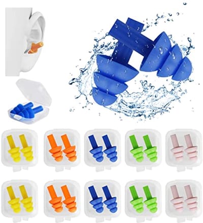 Waterdichte Siliconen Oordopjes voor Kinderen en Volwassenen - 10 Paar, Zachte Anti-Lawaai Oordopjes voor Zwemmen, Douche en Slaap, Beschikbaar in 5 Kleuren
