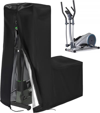 Elliptische machinehoes - 181*74*165cm - 420D Oxford-stof - Stof- en waterdicht -Crosstrainerhoes - Hometrainerhoes - Stofhoes voor fitnesstrainer - Elliptische machinehoes voor thuis - Met trekkoord - Zwart