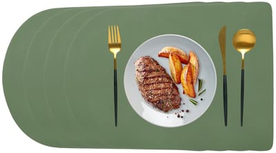 Dailygoods- Placemat Set - Wasbaar - Antislip - Waterdicht - 45 x 30 cm - Donkergroen/Grijs - Hittebestendig - Tafelmat