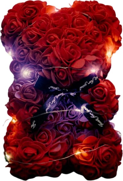 Nivard Rozen Teddy Beertje - Rozen Beer - Rose Bear - Valentijn Cadeautje Voor Haar & Hem - Vrouw - Roze Rood Met Licht