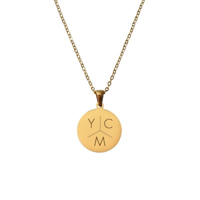 Graveerbare Ketting Munt met 3 Initialen Goud