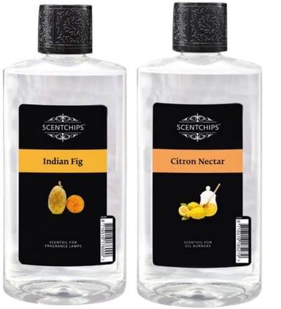 Scentchips Now or Never - Indian Fig + Citron Nectar - Geurolie Voor Oliebrander Set van 2 - Parfum Olie - Geurolie Voor Lampenolie - Geurlamp Olie - 475ml x 2