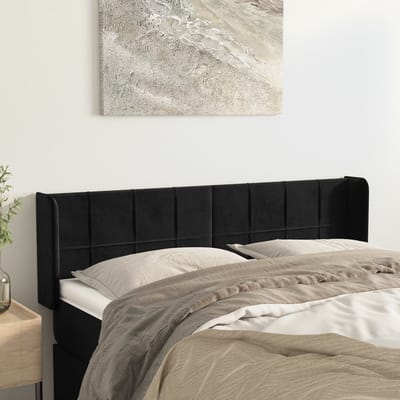 vidaXL - Hoofdbord - met - randen - 147x16x78/88 - cm - fluweel - zwart