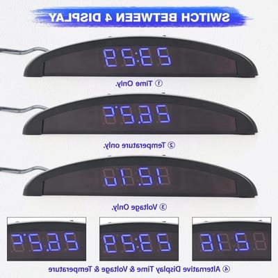 Digitale Autoklok - Thermometer Dashboard - Comfortabel Rijden - 3-in-1 Weergave - 13 x 3 cm - Blauw