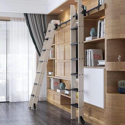 Ladder Glijbaan Kit - Verticale Opslag - Hoge Planken Bereiken - Stille Beweging - 500 cm - Zwart
