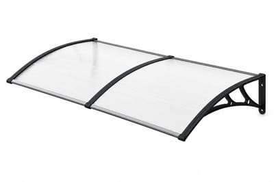 ITRONIQ Voordeur Overkapping 110x60 – Deurluifel Polycarbonaat Met UV Bescherming – Regenkap - Buitenluifel - Transparant Zwart