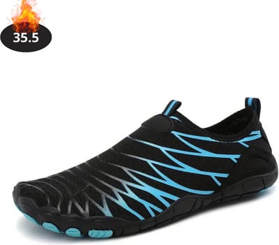 Nivard Waterschoenen Voor Kinderen & Volwassenen - Aqua Shoes - Aquaschoenen - Afzwemschoenen - Zwemles Schoenen - Zwart/Blauw - 35.5