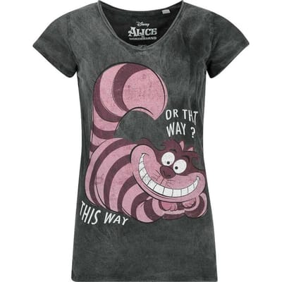 Alice in Wonderland - Disney T-shirt - Cheshire Cat - This Way or That Way? - S tot 4XL - voor Vrouwen - zwart