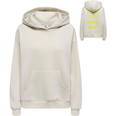 Only Kelly Hoodie - Dames Hoody - Pumice Stone Have a nice day