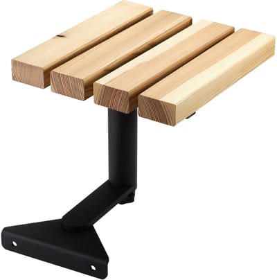 Tuinligstoel, aanbouwtafel, draaibaar, verzinkt staal, zwart, incl. houten latten van lariks