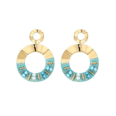oorbellen - turquoise - kralen - stainless steel - goud - cadeau tip