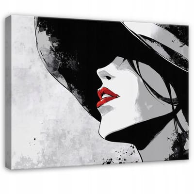WALLARENA - Schilderij op canvas - 100x70 cm - abstracte vrouw in grijs - Geschikt voor slaapkamer, woonkamer, keuken
